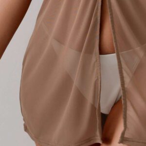 Swim Vcay Robe De Couverture En Maille Transparente Sans Manches Pour Femme