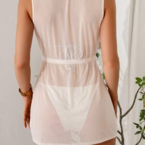 Swim Vcay Robe De Couverture En Maille Transparente Sans Manches Pour Femme