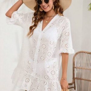Swim Vcay Cache-maillot De Plage Brodé À Œillets Pour Femme