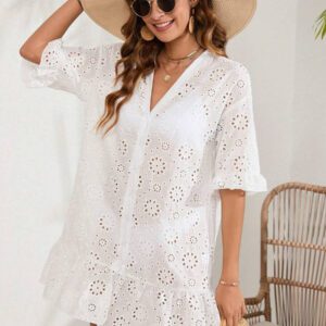 Swim Vcay Cache-maillot De Plage Brodé À Œillets Pour Femme