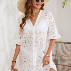 Swim Vcay Cache-maillot De Plage Brodé À Œillets Pour Femme