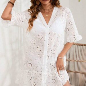 Swim Vcay Cache-maillot De Plage Brodé À Œillets Pour Femme