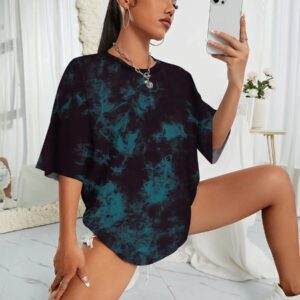 INAWLY T-shirt ample à épaules tombantes tie dye, hauts graphiques pour femmes