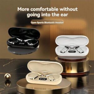 Écouteurs sans fil, écouteurs sans fil Bluetooth 5.4, sans fil pour la course, avec microphone anti-bruit ENC, casque circum-aural à graves 3D profonds, écouteurs de sport avec crochets d'oreille, compatible avec iOS/Android
