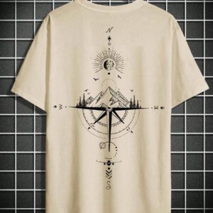 Manfinity LEGND T-shirt à col rond à manches courtes avec imprimé de montagne pour hommes, cadeau pour petit ami, pour sortir