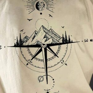 Manfinity LEGND T-shirt à col rond à manches courtes avec imprimé de montagne pour hommes, cadeau pour petit ami, pour sortir