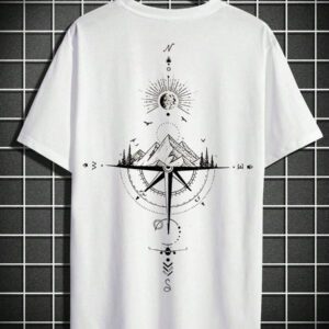 Manfinity LEGND T-shirt à col rond à manches courtes avec imprimé de montagne pour hommes, cadeau pour petit ami, pour sortir