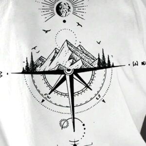 Manfinity LEGND T-shirt à col rond à manches courtes avec imprimé de montagne pour hommes, cadeau pour petit ami, pour sortir