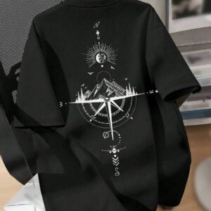 Manfinity LEGND T-shirt à col rond à manches courtes avec imprimé de montagne pour hommes, cadeau pour petit ami, pour sortir