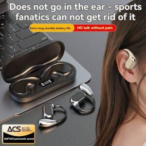 Écouteurs sans fil, écouteurs sans fil Bluetooth 5.4, sans fil pour la course, avec microphone anti-bruit ENC, casque circum-aural à graves 3D profonds, écouteurs de sport avec crochets d'oreille, compatible avec iOS/Android
