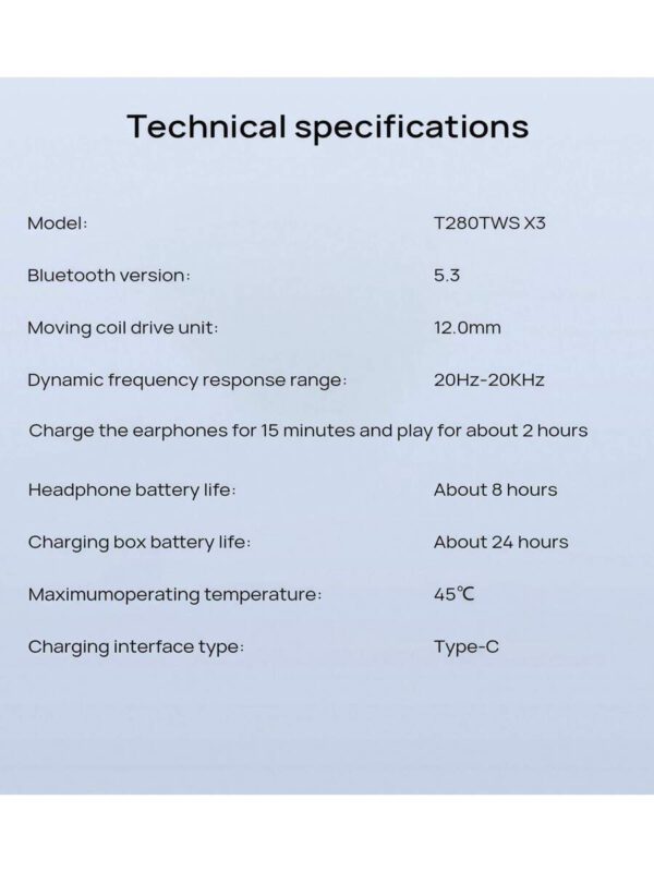 JBL Écouteurs sans fil T280TWS X3, qualité e-sport, 40 ms sans délai, double microphone ENC, réduction intelligente du bruit, chat vocal, résistance à l'eau IPX4, oscillation des oreilles, autonomie de la batterie de 28 heures, outil de positionnement précis du champ sonore – Image 24