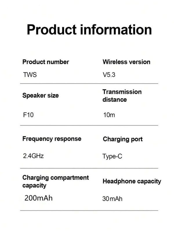 Écouteurs sans fil véritables - compatibles avec Apple et Android, microphone intégré, écouteurs résistants à la transpiration, jusqu'à 24 heures d'autonomie - blanc, écouteurs  sans fil, Airbus's, pour étui Airpuds, autonomie de la batterie (200 mAh), nom Bluetooth (TWS) – Image 8