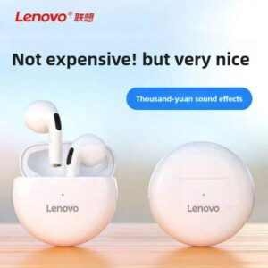 Lenovo 1 pièce Écouteurs Bluetooth sans fil HT38 Écouteurs de sport avec son HD basse, résistant à la transpiration, léger et confortable. Idée de cadeau pour femmes et hommes. Cadeau de vacances Noir Blanc