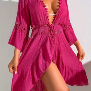 Swim Vcay Kimono En Crochet À Volants