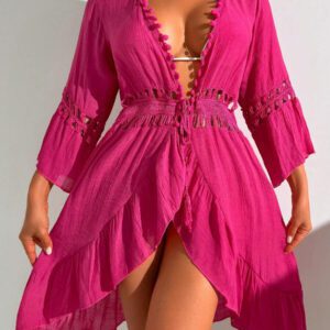 Swim Vcay Kimono En Crochet À Volants