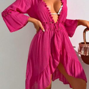 Swim Vcay Kimono En Crochet À Volants