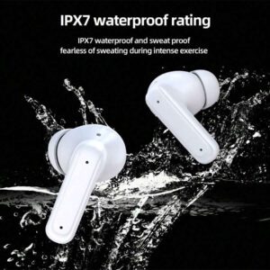 HITOZON Écouteurs sans fil HITOZON avec boîtier de charge à écran tactile, écouteurs stéréo avec microphone intégré, casque intra-auriculaire avec réduction de bruit pour smartphones, ordinateurs, ordinateurs portables, sport