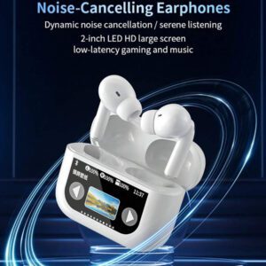 HITOZON Écouteurs sans fil HITOZON avec boîtier de charge à écran tactile, écouteurs stéréo avec microphone intégré, casque intra-auriculaire avec réduction de bruit pour smartphones, ordinateurs, ordinateurs portables, sport