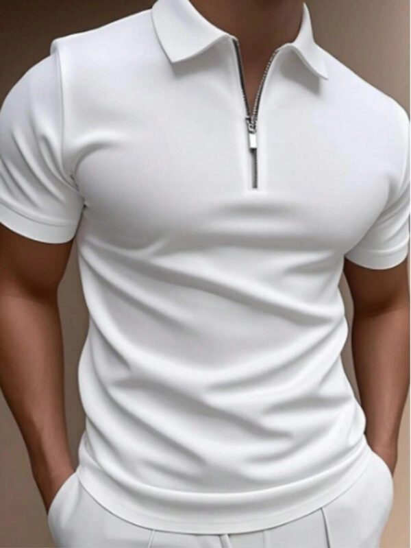 Polo à demi-zip à manches courtes d'été pour hommes, convient pour le plein air, les vacances et les tenues décontractées – Image 7