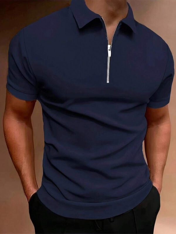 Polo à demi-zip à manches courtes d'été pour hommes, convient pour le plein air, les vacances et les tenues décontractées – Image 12