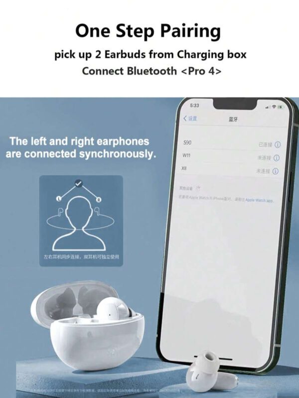 Écouteurs sans fil véritables - compatibles avec Apple et Android, microphone intégré, écouteurs résistants à la transpiration, jusqu'à 24 heures d'autonomie - blanc, écouteurs  sans fil, airbuds, pour étui airpuds – Image 5