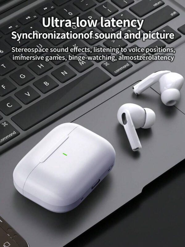 Écouteurs sans fil véritables - compatibles avec Apple et Android, microphone intégré, écouteurs résistants à la transpiration, jusqu'à 24 heures d'autonomie - blanc, écouteurs  sans fil, airbuds, pour étui airpuds – Image 24