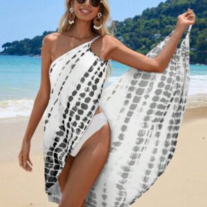 SHEIN Swim Femmes cache-maillot tie-dye imprimée à épaule unique sans manches, pour les vacances d'été