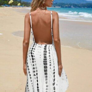 SHEIN Swim Femmes cache-maillot tie-dye imprimée à épaule unique sans manches, pour les vacances d'été