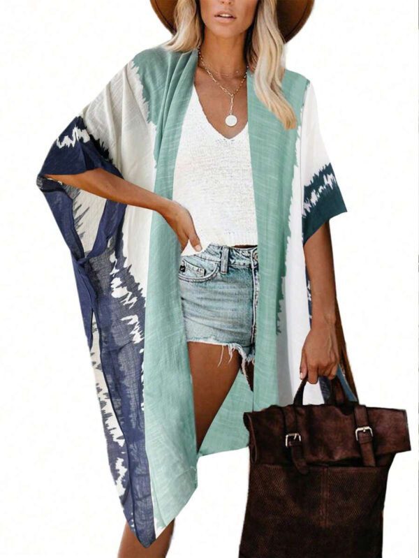 Beautiful Nomad Kimono femme cache-maillot en tie-dye aux couleurs contrastées – Image 2