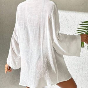 SHEIN Swim Kimono été de plage pour femme couleur unie texturée
