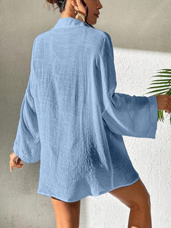 SHEIN Swim Kimono été de plage pour femme couleur unie texturée – Image 9