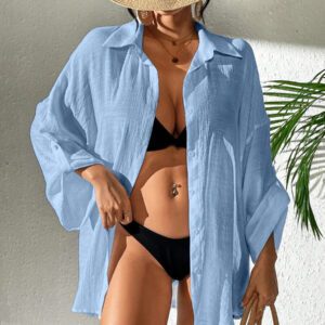 SHEIN Swim Kimono été de plage pour femme couleur unie texturée