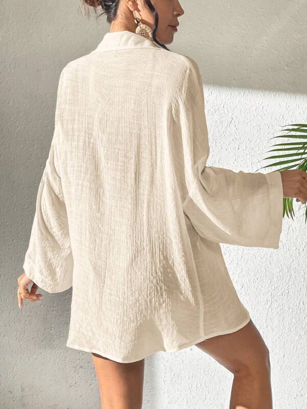 SHEIN Swim Kimono été de plage pour femme couleur unie texturée – Image 16