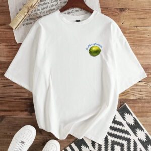 Manfinity Joysei T-Shirt col équipage de taille standard pour hommes, motif citron blanc (Matériau)