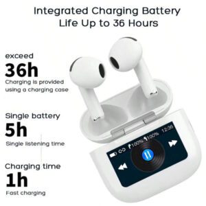 1 pièce Écouteurs Bluetooth sans fil avec affichage LED, stéréo haute fidélité, son haute qualité pour le jeu et les sports, compatible avec l'iPhone, petit et portable, son stéréo immersif, contrôle tactile intuitif, écouteurs sans fil intra-auriculaires mini avec boîtier de charge