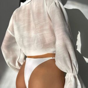 SHEIN Swim Kimono d'été sans soutien-gorge avec manches à volants et nœud devant, blouse verte