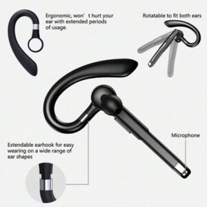 Écouteurs sans fil antibruit avec double microphone - Écouteurs mains libres pour ordinateur, mobile, camionneurs et bureaux à domicile - Batterie au lithium-polymère longue durée, prise USB-C et boîtier de charge sans fil inclus