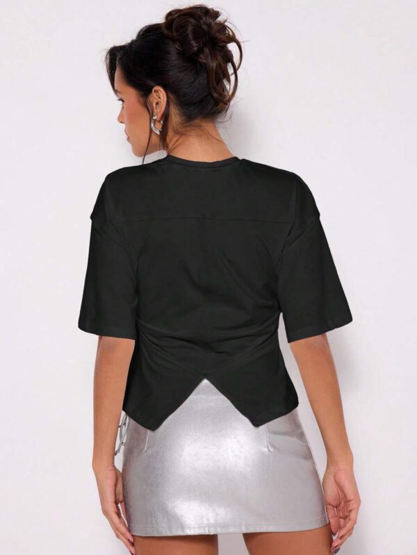 MUSERA T-shirt drapé à taille cintrée, basiques décontractés pour l'été, le printemps, les vacances, l'aéroport, les jours fériés, oversize pour l'automne et l'hiver – Image 11