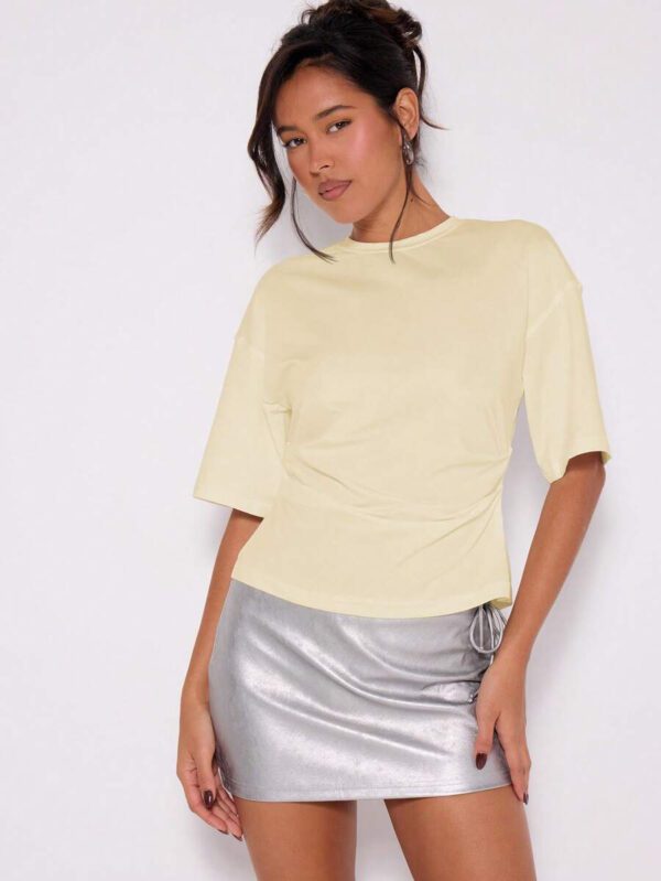 MUSERA T-shirt drapé à taille cintrée, basiques décontractés pour l'été, le printemps, les vacances, l'aéroport, les jours fériés, oversize pour l'automne et l'hiver – Image 13