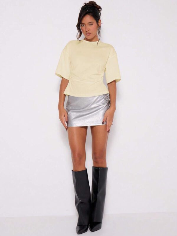 MUSERA T-shirt drapé à taille cintrée, basiques décontractés pour l'été, le printemps, les vacances, l'aéroport, les jours fériés, oversize pour l'automne et l'hiver – Image 15