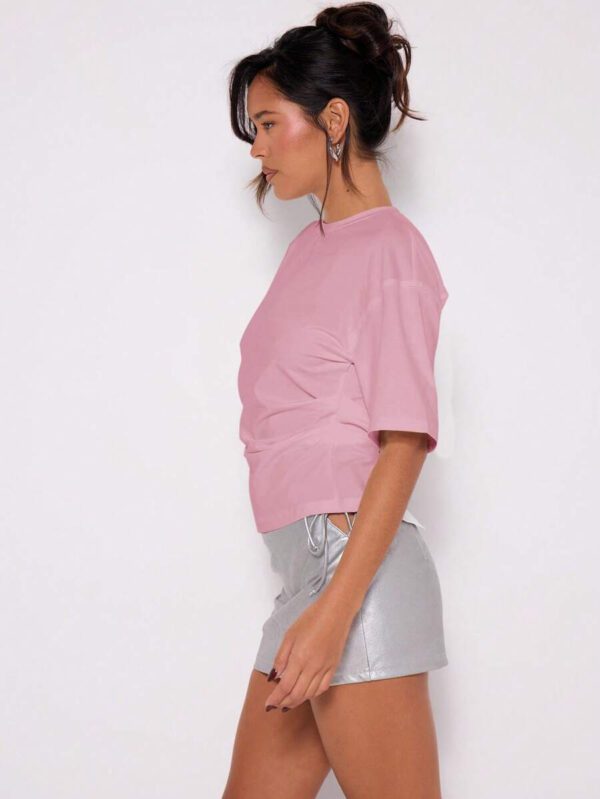 MUSERA T-shirt drapé à taille cintrée, basiques décontractés pour l'été, le printemps, les vacances, l'aéroport, les jours fériés, oversize pour l'automne et l'hiver – Image 25