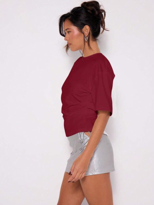 MUSERA T-shirt drapé à taille cintrée, basiques décontractés pour l'été, le printemps, les vacances, l'aéroport, les jours fériés, oversize pour l'automne et l'hiver – Image 30