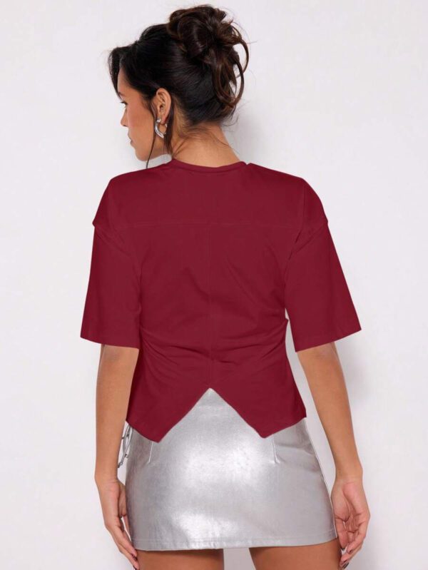 MUSERA T-shirt drapé à taille cintrée, basiques décontractés pour l'été, le printemps, les vacances, l'aéroport, les jours fériés, oversize pour l'automne et l'hiver – Image 33