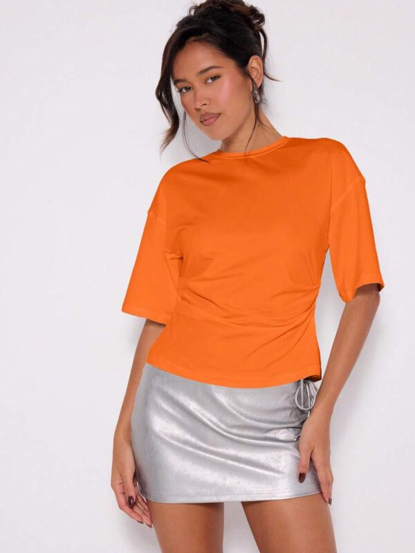 MUSERA T-shirt drapé à taille cintrée, basiques décontractés pour l'été, le printemps, les vacances, l'aéroport, les jours fériés, oversize pour l'automne et l'hiver – Image 34