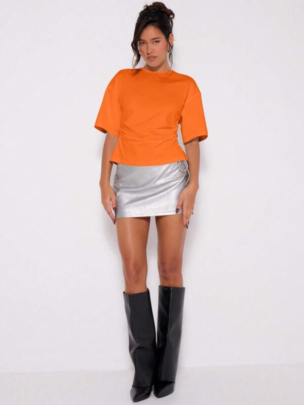 MUSERA T-shirt drapé à taille cintrée, basiques décontractés pour l'été, le printemps, les vacances, l'aéroport, les jours fériés, oversize pour l'automne et l'hiver – Image 36