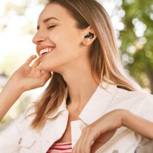 Teckwe Écouteurs sans fil, casque d'écoute de sommeil intra-auriculaire avec écran LED numérique 5.1, diaphragme acoustique bio-imité à huit noyaux. Cadeau de la Saint-Valentin, cadeau de Noël, indispensables pour l'automne et l'hiver, accessoires de camping, fournitures de camping, indispensables de vacances