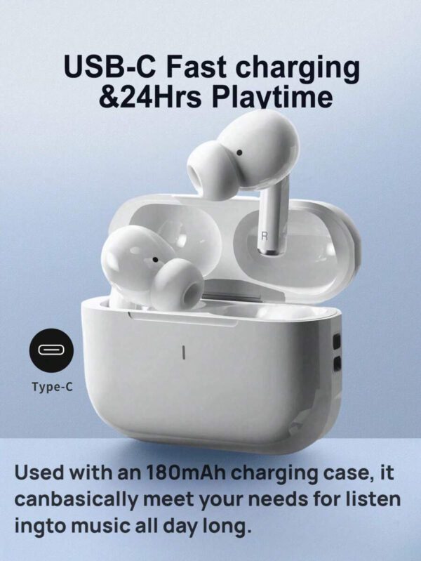 Écouteurs sans fil véritables, casque sans fil avec étui de recharge inclus, plus de 24 heures d'autonomie, configuration sans effort pour téléphone, casque, casque sans fil, casque – Image 2
