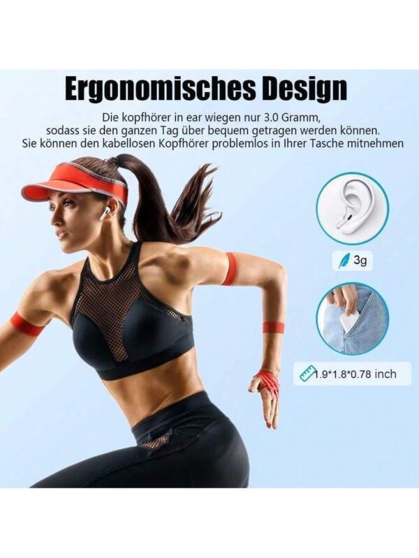 Écouteurs sans fil véritables, casque sans fil avec étui de recharge inclus, plus de 24 heures d'autonomie, configuration sans effort pour téléphone, casque, casque sans fil, casque – Image 7