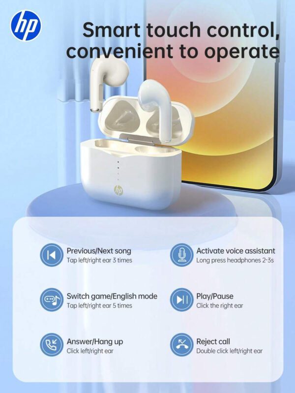 HP Écouteurs sans fil HP avec qualité sonore premium, jumelage automatique 5.3, jusqu'à 30h d'autonomie, légers avec microphone, compatibles Android, casque et haut-parleur de jeu avec microphone, cadeau pour les fêtes, cadeau de la Saint-Valentin – Image 23