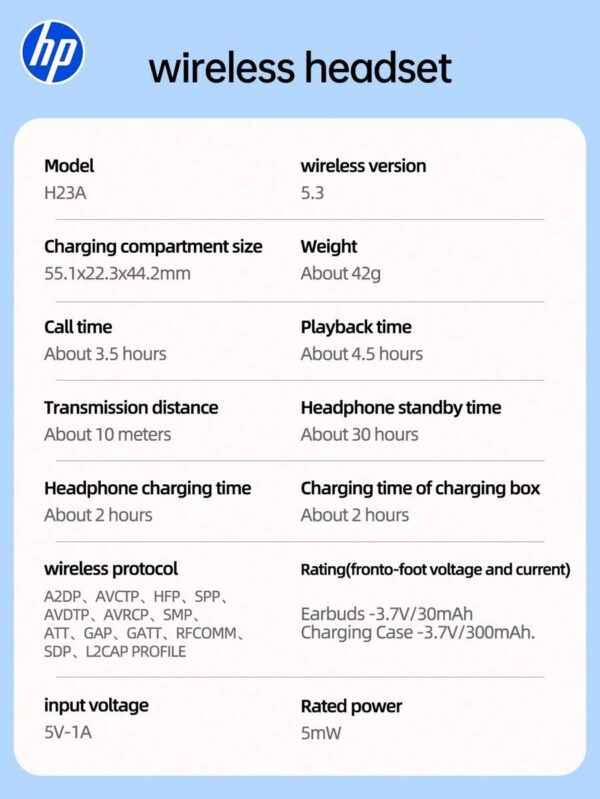 HP Écouteurs sans fil HP avec qualité sonore premium, jumelage automatique 5.3, jusqu'à 30h d'autonomie, légers avec microphone, compatibles Android, casque et haut-parleur de jeu avec microphone, cadeau pour les fêtes, cadeau de la Saint-Valentin – Image 29